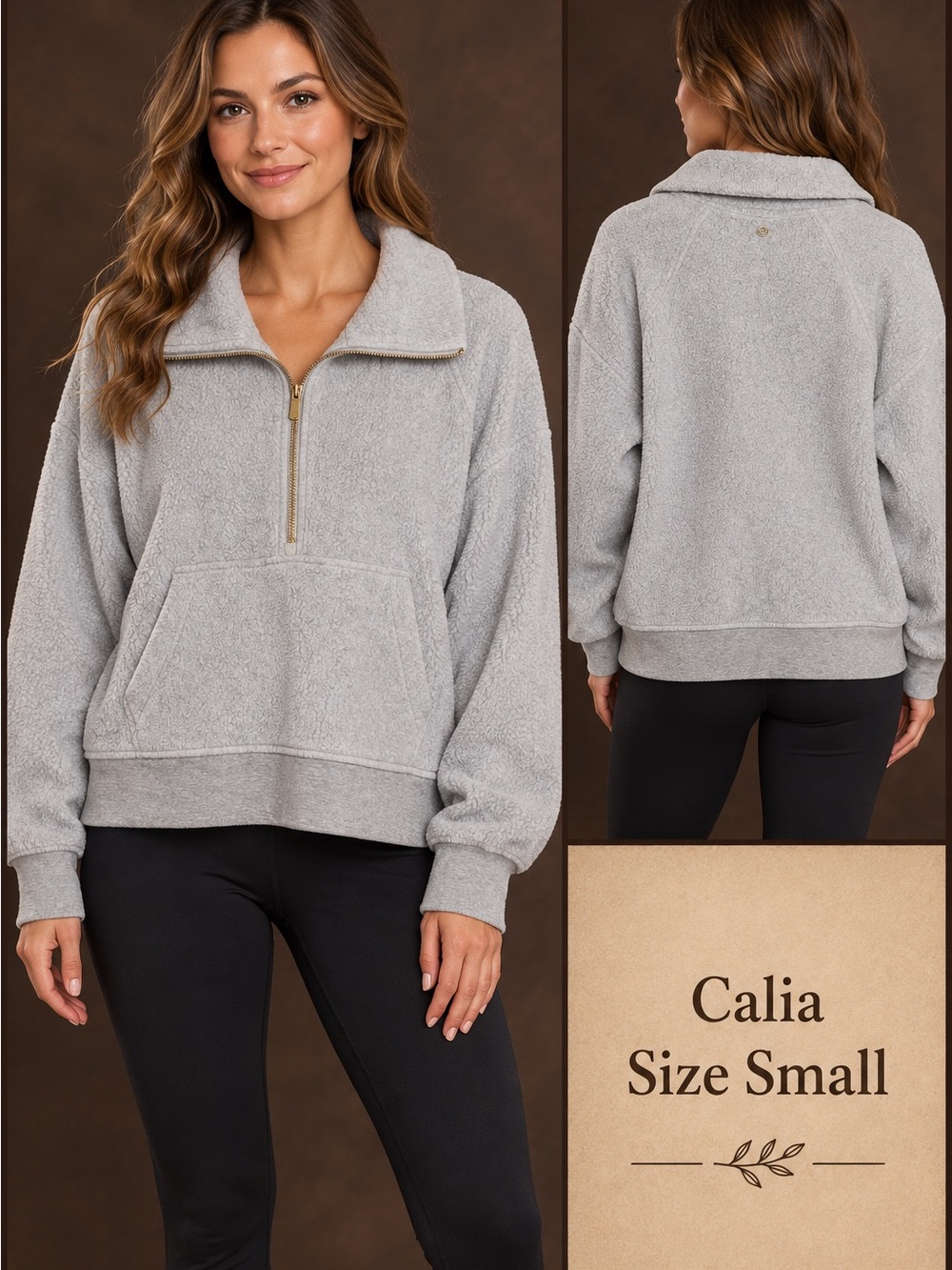 Calia Cozy Half-Zip Pullover Sweatshirt - Light Gray